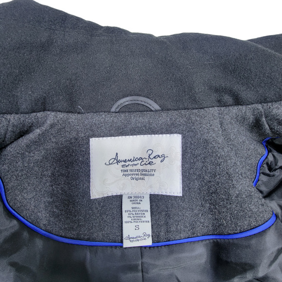 ((New)) American Rag Double-Breasted Peacoat - Charcoal Gray, Size S - Picture 2 of 7